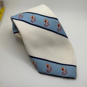 Sears The Mens Store Tie Hurdler Track Runner Print Blue White Polyester Necktie